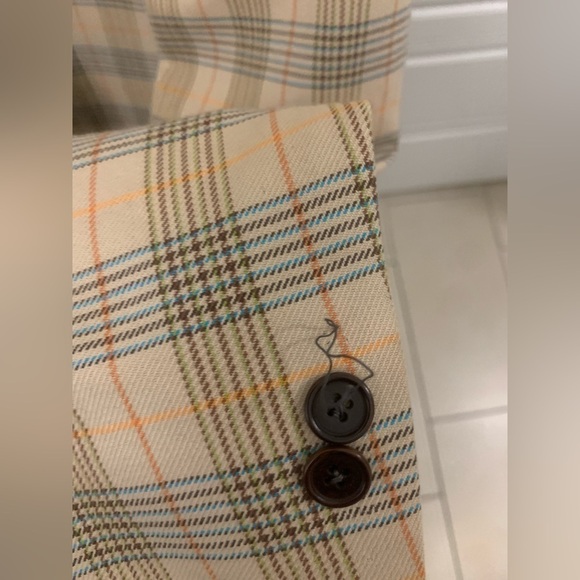 KUHLMAN Men’s Plaid‎ Beige Tan Brown Orange Blazer Suit Jacket 40 US 50 EU Long - Picture 7 of 7